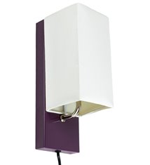 Applique murale abat jour tissu blanc socle metal Violet Lampe 1 spot lumière LED