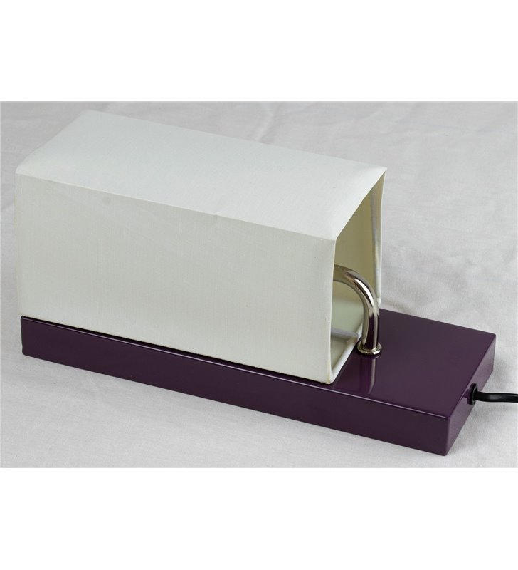 Applique murale abat jour tissu blanc socle metal Violet Lampe 1 spot lumière LED
