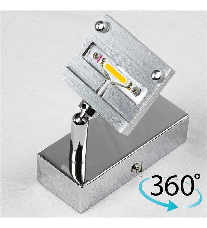 Applique orientable LED intégré 1 lumière métal et verre 16 cm 6W