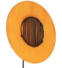 Applique murale ronde soie orange et bambou 1 lumière