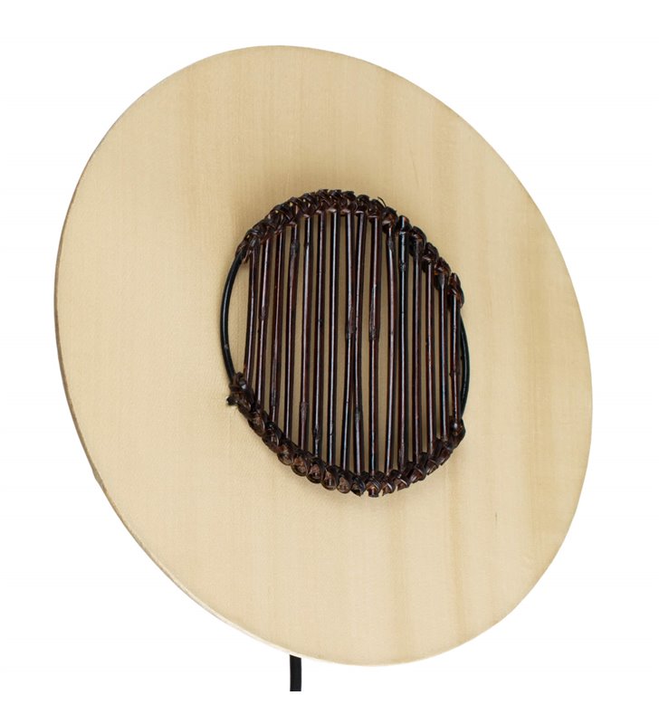 Applique murale ronde soie et bambou 1 lumière