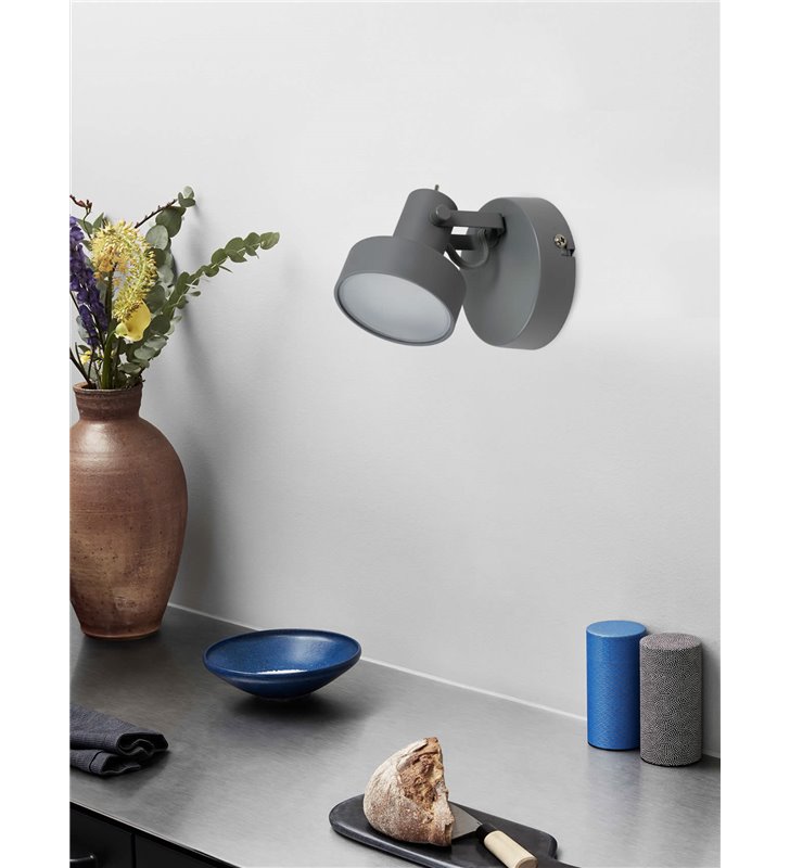 Applique murale gris mat 1 lumière Plafonnier 1 Spot LED 6W integré orientable inclinable