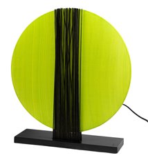 Lampe a poser abat jour disque vertical vert wenge deco zen salon chambre
