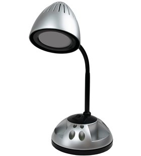 Lampe bureau grise orientable Ampoule LED 3W Socle pivotant vide poche
