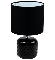 Lampe à poser pied ceramique abat jour coton noir deco ananas salon chambre