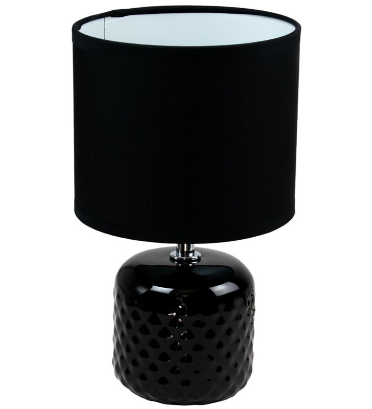 Lampe à poser pied ceramique abat jour coton noir deco ananas salon chambre