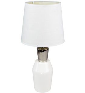 Lampe a poser ceramique tissu blanc et argent Luminaire chevet LED chambre salon