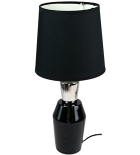 Lampe a poser ceramique tissu noir et argent Luminaire chevet LED chambre salon