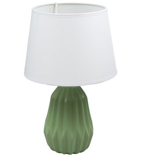 Lampe a poser ceramique vert abat jour tissu blanc LED chevet chambre salon