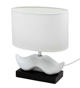 Lampe a poser Moustache ceramique noir et blanc Luminaire LED chevet chambre salon