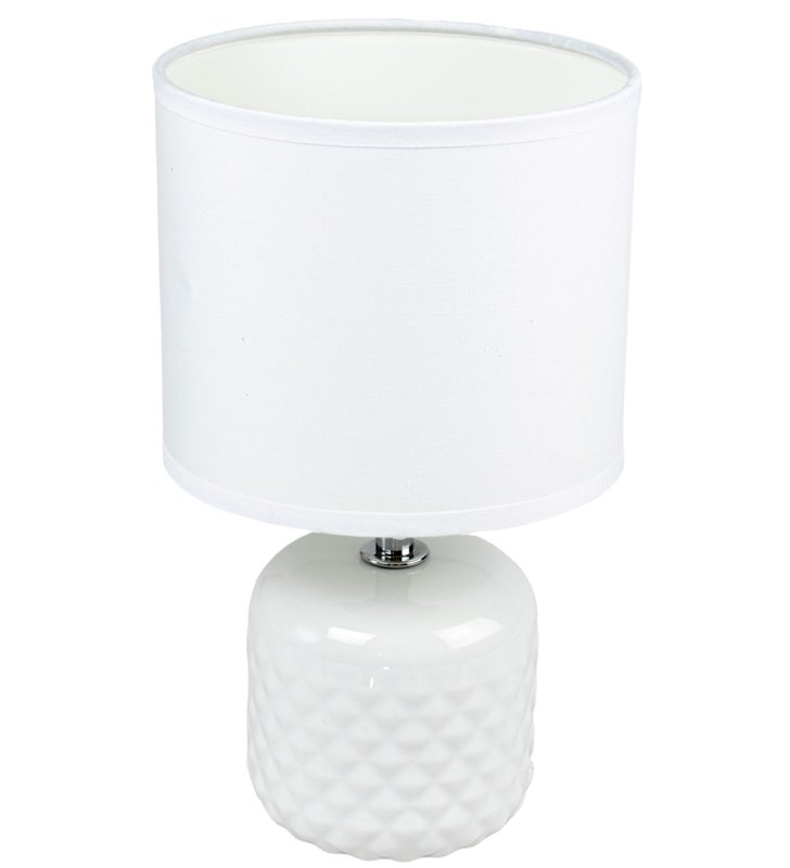 Lampe a poser pied en ceramique abat jour coton blanc deco ananas