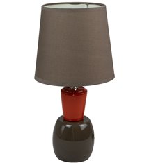 Lampe a poser pied ceramique orange et marron chocolat luminaire