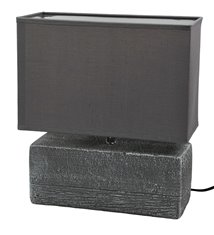 Lampe a poser effet beton abat jour tissu coton gris taupe luminaire design