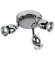 Plafonnier rond metal chrome 3 spots orientables Applique plafond halogene GU10 42 W