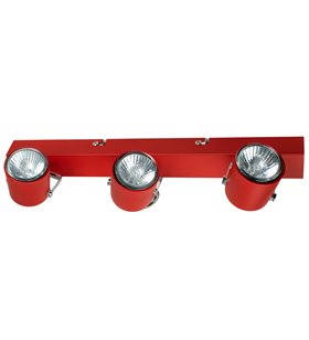 Luminaire Plafonnier Reglette Rouge 3 Spots orientables GU10 42 W halogene LED