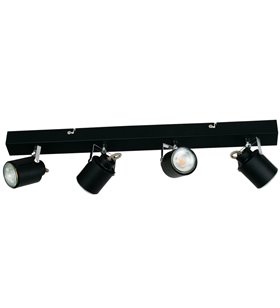 Luminaire Plafonnier Rampe Noir Applique 4 Spots LED orientables GU10 5 W