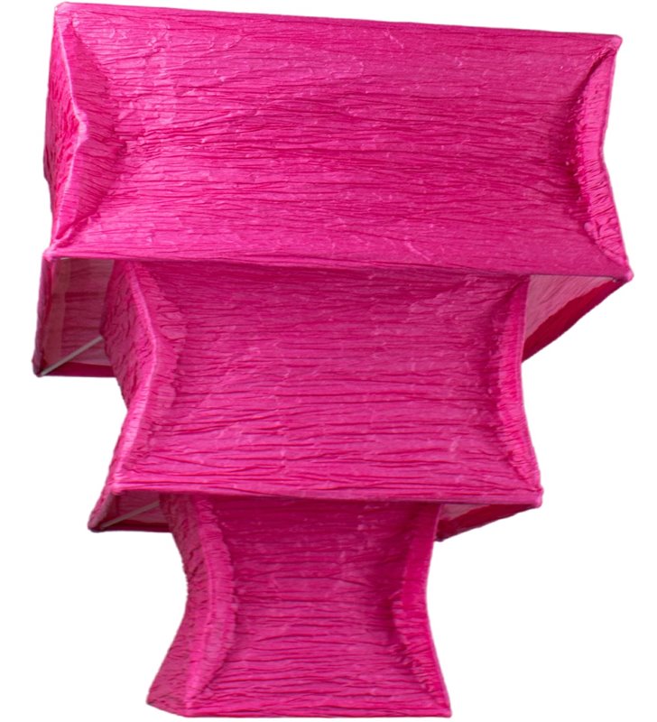 Suspension carree tissu crepon rose fushia luminaire plafond zen