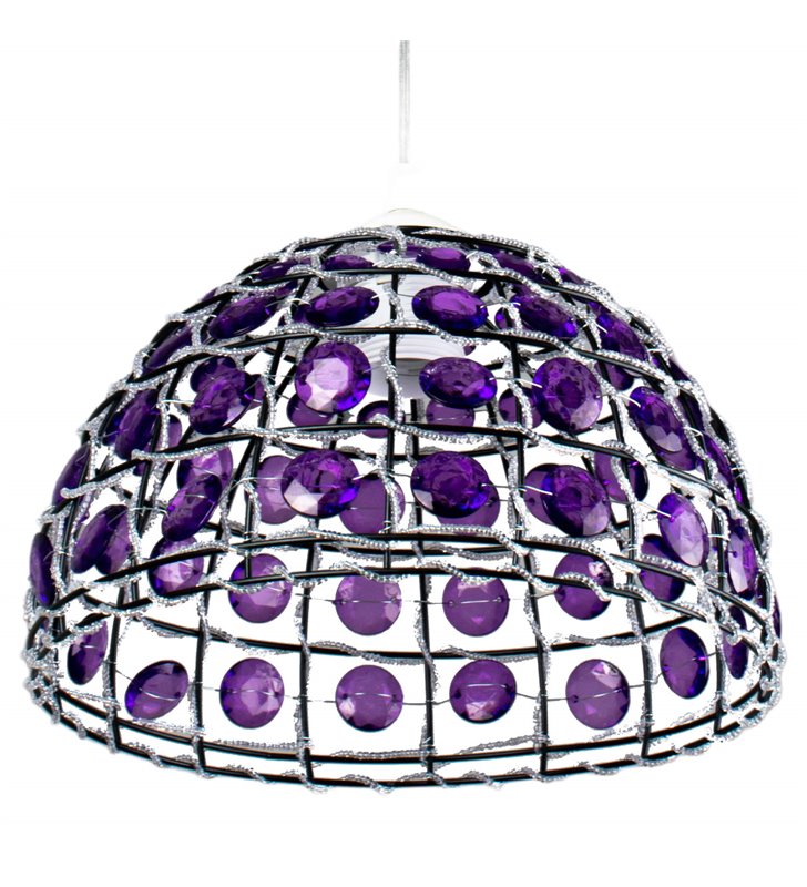 Abat jour Suspension Lustre suspendu Perles mauve violet Plafonnier moderne