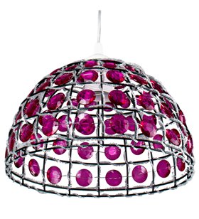 Abat jour Suspension Lustre suspendu Perles rose fuschia Plafonnier moderne