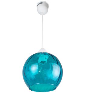Suspension boule verre bleu turquoise Abat jour Lustre Luminaire LED