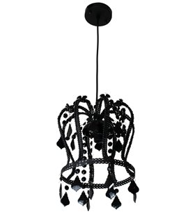 Lustre suspension pampilles style baroque metal noir plafonnier suspendu 1 lumière