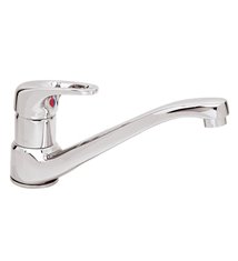 Robinet mitigeur d\'évier design de cuisine bas à bec rotatif anticalcaire chromé