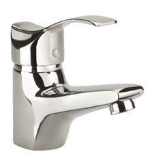 Robinet salle de bain mitigeur de lavabo bas chromé avec système vidage