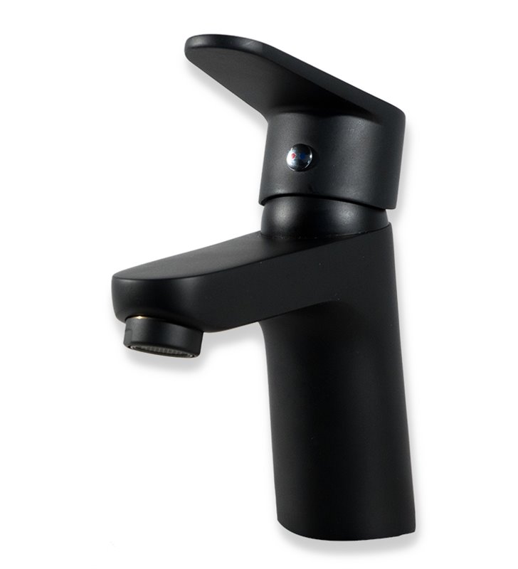 Robinet salle de bain mitigeur de lavabo bas noir mat avec vidage inclus
