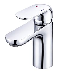 Robinet salle de bain mitigeur de lavabo chromé avec limiteur de débit et butée éco stop