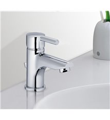 Robinet salle de bain mitigeur de lavabo bas chromé économie d\'eau vidage inclus