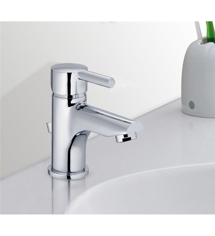 Robinet salle de bain mitigeur de lavabo bas chromé économie d'eau vidage inclus