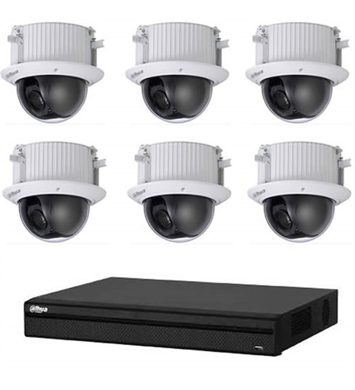 Kit Vidéosurveillance Enregistreur DVR 2 ports HDMI et 6 Caméras Dôme Analogiques HDCVI