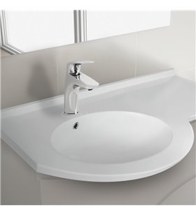 Vasque à encastrer 105 cm salle de bain Blanc lavabo à gauche