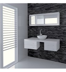 Ensemble Meuble de salle de bain suspendu 120 cm blanc meuble sous vasque 4 tiroirs et miroir