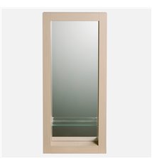 Miroir de salle de bain 90x40 cm en bois couleur chêne avec étagère fixation murale CEDAM