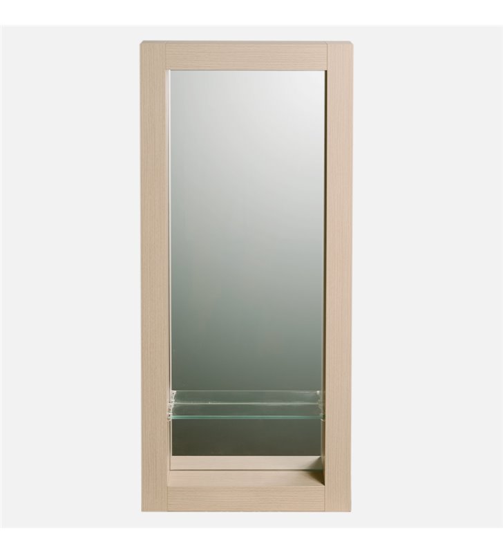 Miroir de salle de bain 90x40 cm en bois couleur chêne avec étagère fixation murale CEDAM