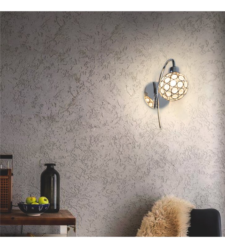Applique murale lampe intérieur en verre chromé Compatible LED