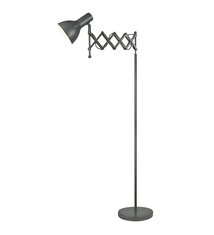 Lampadaire sur pied industriel bras articulé orientable en métal Compatible LED avec interrupteur