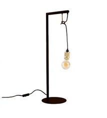 Lampe à poser sur pied déco industrielle en métal noir et doré Compatible E27