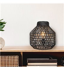 Lampe de table déco en bambou gris E27 lampe à poser compatible LED