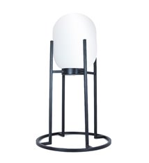 Lampe à poser déco en métal et verre noir E27 compatible LED