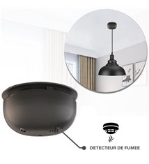 Pavillon détecteur de fumée 2 en 1 pour lampe suspension noir