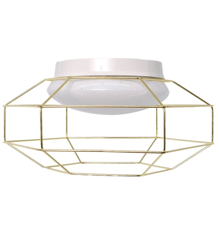 Plafonnier LED doré avec diffuseur blanc effet étoilé 3000K