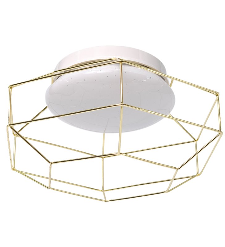 Plafonnier LED doré avec diffuseur blanc effet étoilé 3000K