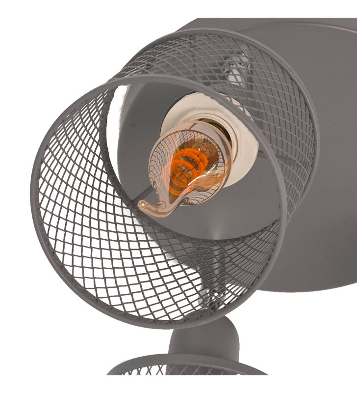 Plafonnier lampe de plafond 3 spots orientable en métal grillagé gris E14 compatible LED