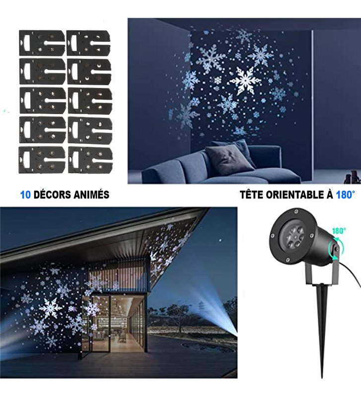 Projecteur LED Noël NACATIN - 72 motifs + 10 vagues d'eau - Télécommande -  Étanche IP65 - Extérieur/Intérieur - Cdiscount Maison
