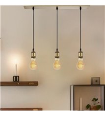 3 lampes suspension vintage industriel en métal bronze compatible LED E27