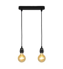 2 lampes suspension design en métal noir E27 compatible LED