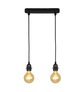 2 lampes suspension design en métal noir E27 compatible LED