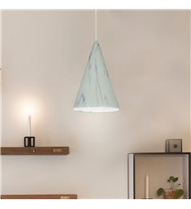 Suspension cone moderne en métal finiton marbre 60W E27 compatible LED